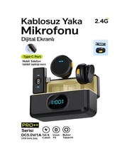Type-C Girişli 300mAh Dijital Ekranlı 2.4G Kablosuz Çift Yaka Mikrofonu Pro++