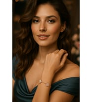 Rose Renk 5'li Sedef Taşlı Yonca Kadın Gümüş Bileklik