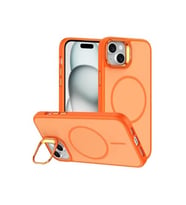 Coverzone iPhone 14 ile Uyumlu kilif MagSafe ile uyumlu K?l?f Stand �zellikli M?knat?sl? Flexa Y�z�k Tutuculu IPHONE 14 i�in KILIF Darbe Emici Mat Arka Kapak Koruyucu K?l?f Turuncu