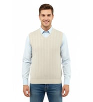 Erkek V Yaka Süveter Çelik Örgü Regular Kalıp 5209H BGL-ST04843 (Taş)