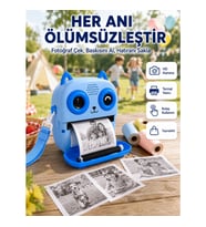 Mey İthalat® Çocuklar İçin Termal Baskılı Dijital Fotoğraf Makinesi Ön ve Arka Kameralı