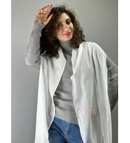 PUANTİYELİ ASİMETRİK KADIN FULAR ŞAL 180X30 CM (Beyaz)