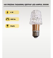 4W Dekoratif Kristal LED Ampul  3000K– Prizma Tasarımlı Şeffaf LED Ampul