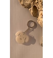 Sedefli Beyaz Köpek Yüzü Anahtarlık Handmade El Yapımı Epoksi Hediyelik
