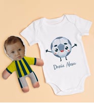 BK Kids Kişiye Özel Fotoğraflı Bebek Yastık ve Bebek Body Zıbın Hediye Seti - Model 2.1