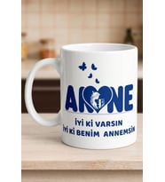 İyi Ki Varsın İyi Ki Benim Annemsin Bu Kadın Harika Bir Anne Yazılı Özel Tasarım Kupa Bardak Yeni Anneye Hediye Bebek ve Kelebek Figürlü