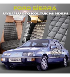 Ford Sierra Antrasit Renk Tay Tüyü Cepli & Terletmez Sırtlı Oto Koltuk Minder Seti - Koltuk Koruma Kılıfı (ÖN & ARKA TAM SET)
