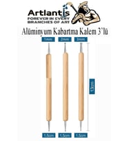 Ahşap Alüminyum Kabartma Kalemi 3 lü 1 Paket Aliminyum Folyo Kabartma Çift Uçlu İzleme Noktalama Kalemi Gravür (Çok Renkli)