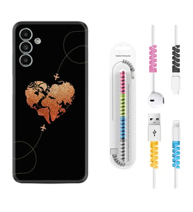 Samsung A23 A31 A32 A50 A51 A52 A53 A70 Kılıf Kablo Koruma Spiral Silikon Plane Heart 1721