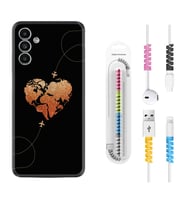 Samsung A23 A31 A32 A50 A51 A52 A53 A70 Kılıf Kablo Koruma Spiral Silikon Plane Heart 1721