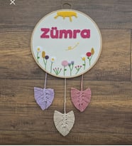 Afralyahome Punch İşleme Nakış Duvar Süsü 25 cm Çap (Tuled Beyazı)