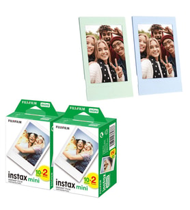 Instax mini 40'lı Film Mavi ve Yeşil 2 Fotoğraf Çerçevesi