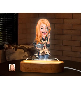 BK Gift Kişiye Özel Kadın Karikatürlü Dekoratif 3D Biblo LED Işıklı Gece Lambası-7, Sevgiliye Hediye, Arkadaşa Hediye, Doğum Günü Hediyesi