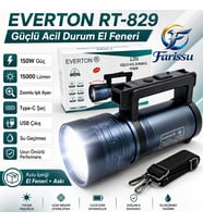 Everton RT-829 Şarjlı Zoomlu LED El Feneri - 15000 Lümen, 3 KM Menzil, Powerbank Özellikli