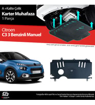 S-Dizayn Citroen C3 Benzin Manuel Vites Çelik Karter Muhafaza 2017 Üzeri A+ Kalite (Karışık)