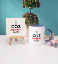 Göz Doktoru Kupa Bardak Lacivert Dekoratif Taş Baskı