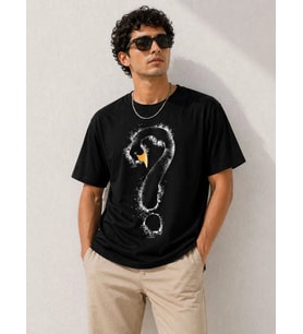 Erkek Siyah Baskılı Oversize Tişört – Modern Streetwear T-Shirt
