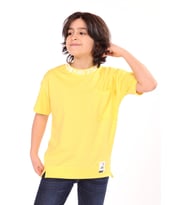 Toontoy Erkek Çocuk Yaka Baskılı Göğsü Cepli Tişört (Koyu Sarı)