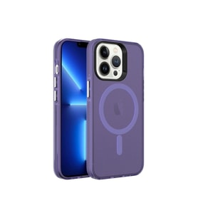 Apple iPhone 13 Pro Uyumlu Kılıf Zore M-safe Şarj Özellikli Buzlu Transparan C-Pro Sert Kapak (Koyu Mor)