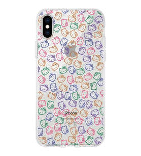 Apple iPhone XS Uyumlu Kapak Hello Kitty Tasarımlı Şeffaf Silikon Kılıf