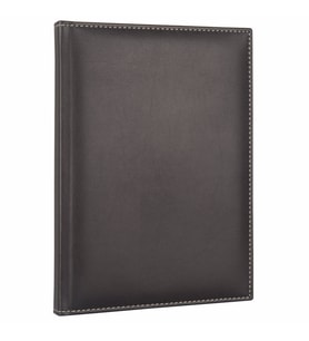 DERİ KAPAK DEFTER AJANDA TARİHSİZ ÇİZGİLİ 20X28 CM (Siyah)