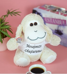 25 cm Kişiye Özel Tişörtlü Peluş Kuzucuk