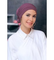 Gül Kurusu Pratik Hazır Geçmeli Tesettür Bone Sandy Kumaş Pileli Nervürlü Güllü 1806_18