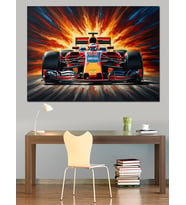 Yarış Pistinde Modern Formula Aracı Dekoratif Kanvas - Mdf Ahşap Tablo