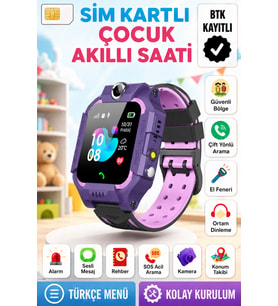 Akıllı Çocuk Saati Uyumlu Sim Kartlı Ve Lbs Konum Özellikli Kayıtlı Sesli Görüşme Canlı Takip