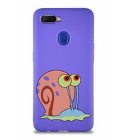 Oppo A5S Soft Premier Kapak Salyangoz Gary Tasarımlı Silikon Kılıf - Mor (Şeffaf)