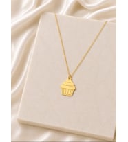 Kişiye Özel 925 Ayar Gümüş Tatlı Cupcake Figürlü Kolye (Gold)