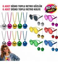 12 Parça 80-90 Retro Parti Seti Disco Toplu Gözlük ve Kolye