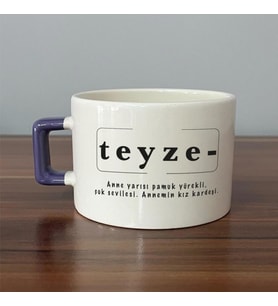Teyze Baskılı Mor Kulplu C Fincan