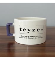 Teyze Baskılı Mor Kulplu C Fincan