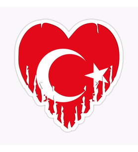 Ay yıldız Bayrak ve Kalp Sticker Yapıştırma 14 cm 2 adet