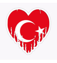 Ay yıldız Bayrak ve Kalp Sticker Yapıştırma 14 cm 2 adet