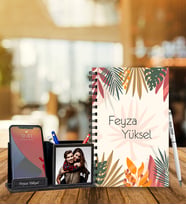 Kişiye Özel Desen Baskılı Ahşap Defter & Roller Kalem & Ahşap Mdf Kalemlik
