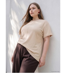 LCW Curve Bej Büyük Beden Soft Touch Asimetrik Bluz