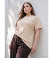 LCW Curve Bej Büyük Beden Soft Touch Asimetrik Bluz