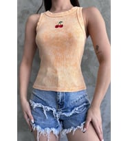 Nare Nakışlı Turuncu Yıkamalı Kaşkorse Body (Turuncu)