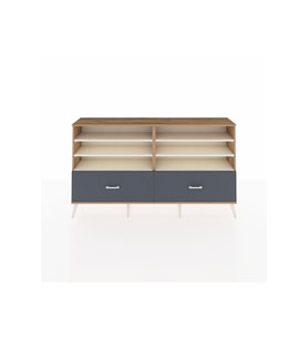 Arges Konsol 6 Raflı 2 Çekmeceli  176x30x99 Çam-Aytaşı/Antrasit