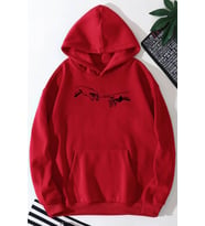 Unisex Michelangelo Baskılı Sweatshirt (Kırmızı)