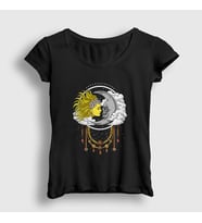Presmono Kadın Siyah Witchcraft Sun Moon Güneş Ay T-Shirt 415459tt