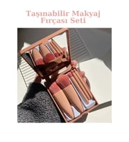 Çanta Boy Aynalı 5'li Makyaj Fırça Seti Göz Farı&Fondöten&Allık Karıştırma&Makyaj Fırçaları