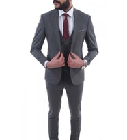 Jan Carlucci Slimfit Yelekli Drop 6 Takım (Gri)