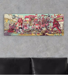 BK Gift Modern Soyut Tasarımlı Panorama Kanvas Tablo 150x50cm-16