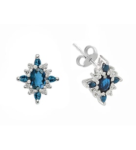 Sirius Pırlanta ve London Blue Topaz Taşlı Mai Küpe 0704E0160
