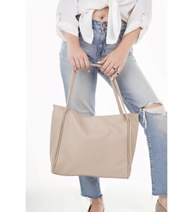 Muggo LEA Kadın Shopper El ve Omuz Çantası (Nude)