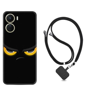 Vivo Y16 Kılıf Silikon Boyun Askılı İpli Desenli Silikon Black Eyes 1644