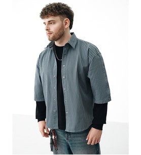 LCW Limitless İndigo Kolay Giylebilir Omuzdan Çıtçıtlı Loose Fit Erkek Gömlek